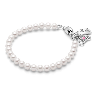 4mm Cultured Pearls, Baby/Children&#039;s Beaded Bracelet for Girls - Sterling Silver