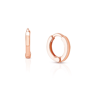 9mm Modern Huggie Hoops, Christening/Baptism Baby/Children&#039;s Earrings - 14K Rose Gold