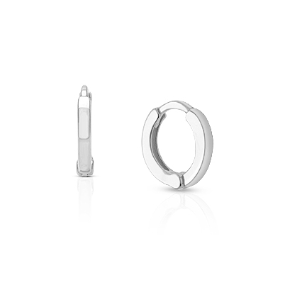 9mm Modern Huggie Hoops, Christening/Baptism Baby/Children&#039;s Earrings - 14K White Gold