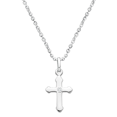 A Child&#039;s Faith, Children&#039;s Cross Necklace for Girls - Sterling Silver