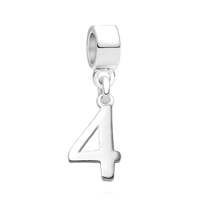 &quot;She&#039;s Turning Four &amp; So Much More!&quot; Silver #4 Birthday Charm for Girls