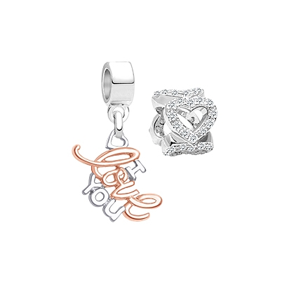 Adoré™ I Love You Charm Duo, Children&#039;s 2-Charm Collection Set for Girls - Sterling Silver