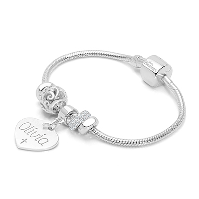 Adoré™ Starter Set, Christening/Baptism Baby/Children&#039;s Charm Bracelet for Girls - Sterling Silver