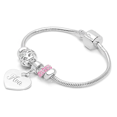 Engravable Heart Bracelet Charms in sterling silver-charms for bracelets