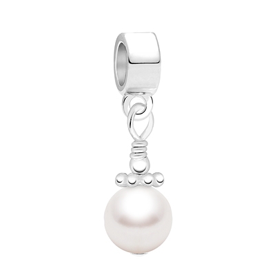 Real White Pearl, Sterling Silver and AAA Grade Round Cultured Pearl - Adoré Pendant