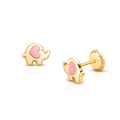 14K Gold Elephant Earrings for Kids