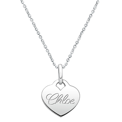 Baby Heart, Engraved Teen&#039;s Necklace for Girls (FREE Personalization) - Sterling Silver