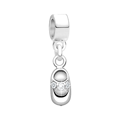 Baby Steps, Sterling Silver Baby Shoe with CZ&#039;s - Children&#039;s Adoré™ Dangle Charm