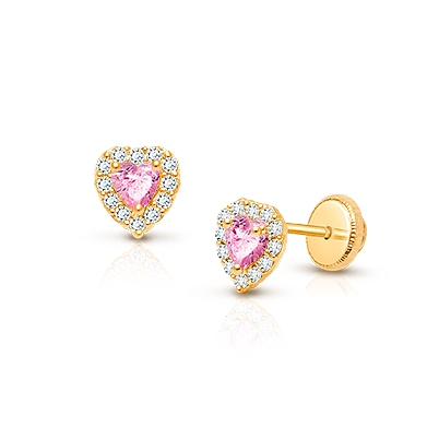 Children's earrings in yellow 585 gold - small hoops, shiny ridged  shoulders, 10mm | Jewelry Eshop