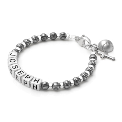 Boy&#039;s Oxidized Silver Baby/Children&#039;s Name Bracelet