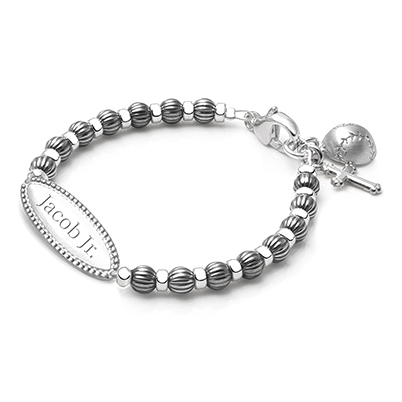 Boy&#039;s 4mm Oxidized Silver Plaque Bracelet