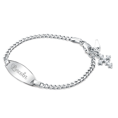 Classic Baby/Children&#039;s Engraved ID Bracelet for Boys - Sterling Silver