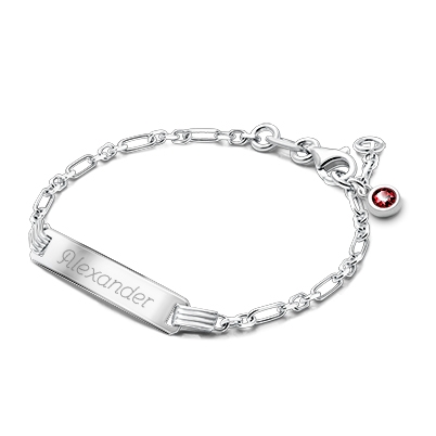 Modern Bar, Baby/Children&#039;s Engraved ID Bracelet for Boy&#039;s - Sterling Silver