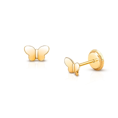14K Gold Butterfly Earrings for Babies