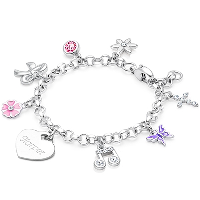 Design Your Own Baby/Children's Classic Charm Bracelet for Girls (Includes Engraved Charm) - Sterling Silver