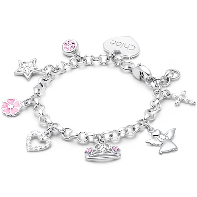Design Your Own Baby/Children&#039;s Christening/Baptism Charm Bracelet (Includes Engravable Charm) - Sterling Silver