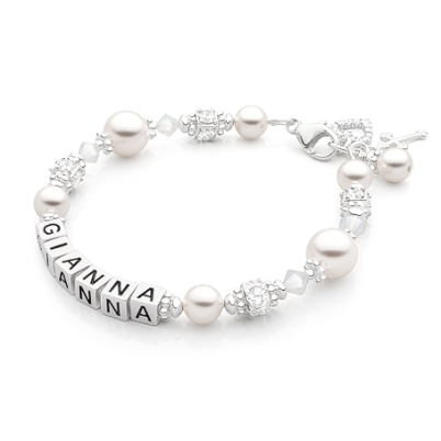 Crowned in Heaven, Teen&#039;s Name Bracelet for Girls - Sterling Silver