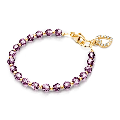 Birthstone Crystal, Baby/Children’s Beaded Bracelet for Girls (All 12 Birthstones Avail) - 14K Gold