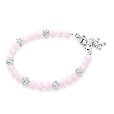 Daydreamer, Sweet Pink Baby/Children&#039;s Beaded Bracelet for Girls - Sterling Silver