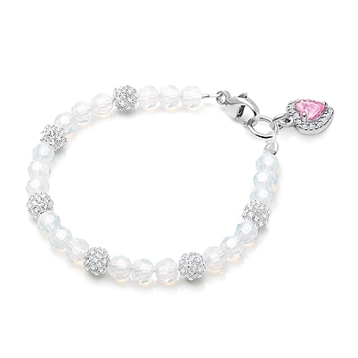Daydreamer, White Opal Baby/Children&#039;s Beaded Bracelet for Girls - Sterling Silver