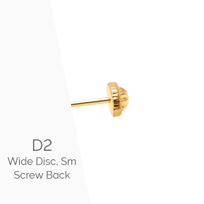 Earring Back (D2) Wide Disc, Small Screw Back - 14K Gold