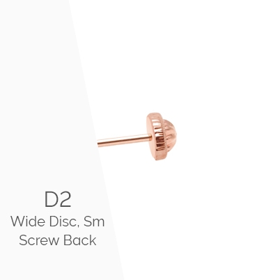 Earring Back (D2) Wide Disc, Small Screw Back - 14K Rose Gold