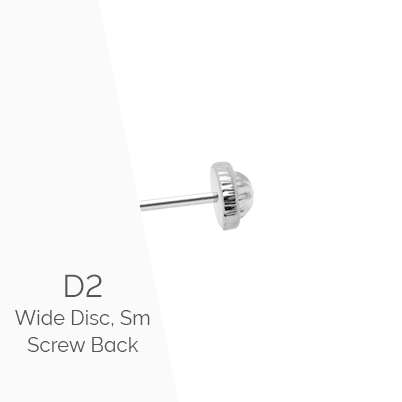Earring Back (D2) Wide Disc, Small Screw Back - 14K White Gold