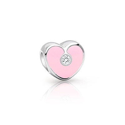 Daddy&#039;s Girl, Sterling Silver Heart with Light Pink Enamel and CZ - Children&#039;s Adoré™ Charm