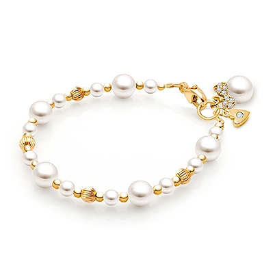 Dainty Pearls Baby/Children&#039;s Beaded Bracelet - 14K Gold