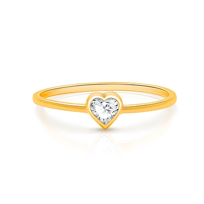 Solid 14k gold ring and genuine heart diamond