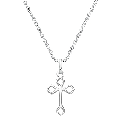 Diamond Point Cross, Children&#039;s Necklace for Boys - Sterling Silver