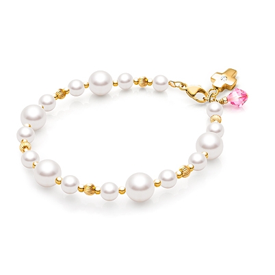 Divine Pearls Communion Beaded Bracelet - 14K Gold