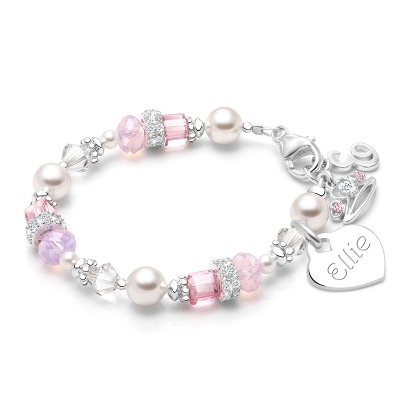 Design Your Own Baby/Children's Classic Charm Bracelet for Girls (Includes Engraved Charm) - Sterling Silver