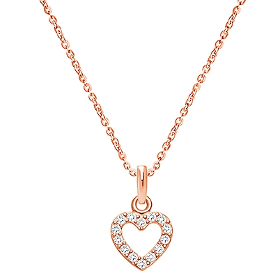 Eternal Heart, Clear CZ Teen&#039;s Necklace (Includes Chain) - 14K Rose Gold