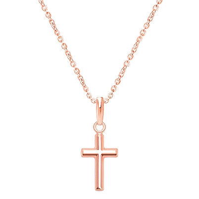 Everlasting Faith, Cross Children’s Necklace for Girls - 14K Rose Gold