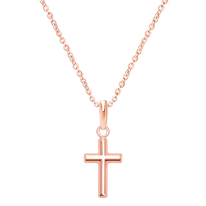 Everlasting Faith, Cross Children’s Necklace for Boys - 14K Rose Gold