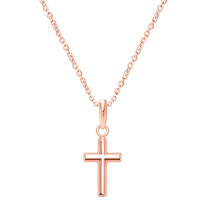 Everlasting Faith, Cross Children’s Necklace for Boys - 14K Rose Gold