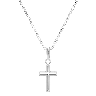 Everlasting Faith, Cross Children’s Necklace for Girls - 14K White Gold