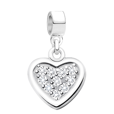 From the Heart, Sterling Silver Clear Pavé CZ Heart - Children&#039;s Adoré™ Dangle Charm