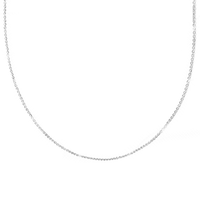 Individual Necklace Chain, Extendable Diamond Cut Cable Chain - 14K White Gold