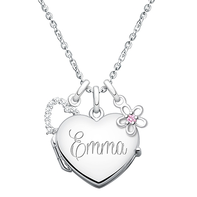 Heart Locket &quot;Design Your Own&quot; Teen&#039;s Necklace for Girls (50+ Optional Charms &amp; FREE Engraving) - Sterling Silver