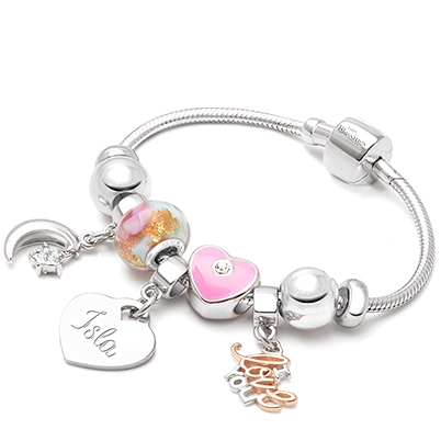 Design Your Own Baby/Children's Classic Charm Bracelet for Girls (Includes Engraved Charm) - Sterling Silver