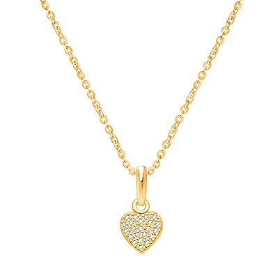 From the Heart with Genuine Diamonds, Children&#039;s Necklace for Girls - 14K Gold