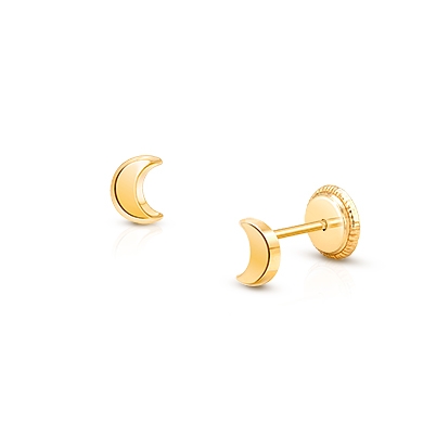 Moonlight Studs, Teen&#039;s Earrings, Screw Back - 14K Gold