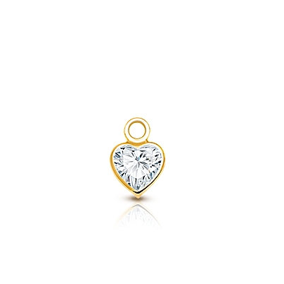 Heart - Clear CZ Bezel Set Baby/Children&#039;s Individual Charm (Add to Your Existing Bracelet or Necklace) - 14K Gold