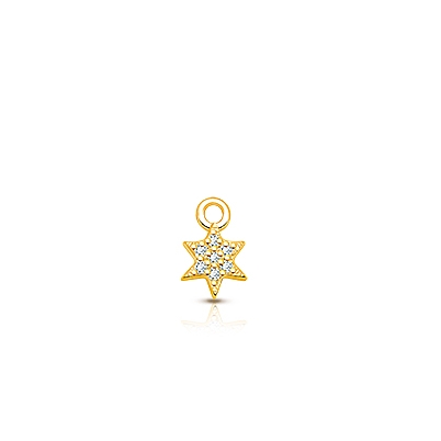 Star - 6 Point, Diamond Pavé Baby/Children&#039;s Individual Charm (Add to Your Existing Bracelet or Necklace) - 14K Gold