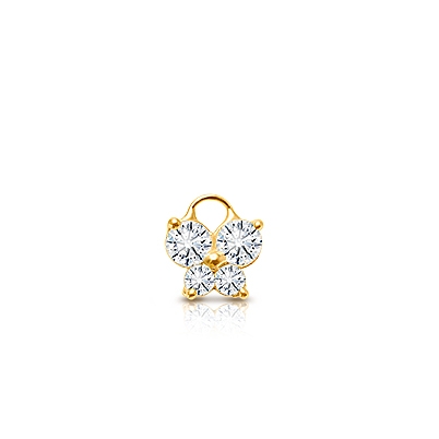 Butterfly - Pavé CZ Baby/Children&#039;s Individual Charm (Add to Your Existing Bracelet or Necklace) - 14K Gold