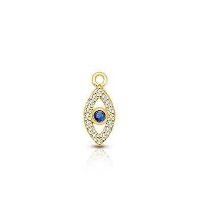 Evil Eye - Diamond Pavé Baby/Children&#039;s Individual Charm (Add to Your Existing Bracelet or Necklace) - 14K Gold
