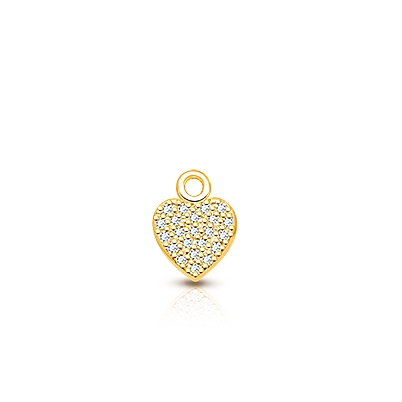 Heart - Diamond Pavé Baby/Children&#039;s Individual Charm (Add to Your Existing Bracelet or Necklace) - 14K Gold