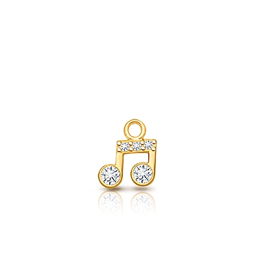 Music Note - Clear CZ Baby/Children&#039;s Individual Charm (Add to Your Existing Bracelet or Necklace) - 14K Gold